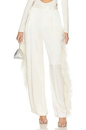 Doubleface Satin Relaxed Pleated Pant With Ostrich Lapointe