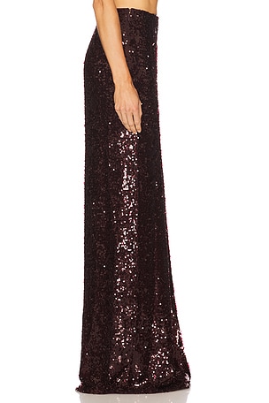 Lapointe Sequin High Waist Slit Maxi Skirt in Wine