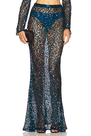 Net Paillette Maxi Skirt Lapointe