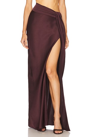 Lightweight Satin Asymmetric Maxi Skirt Lapointe