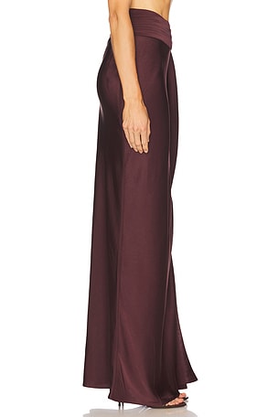 Lapointe Lightweight Satin Asymmetric Maxi Skirt in Wine