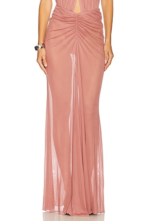 Mesh Ruched Maxi Skirt Lapointe