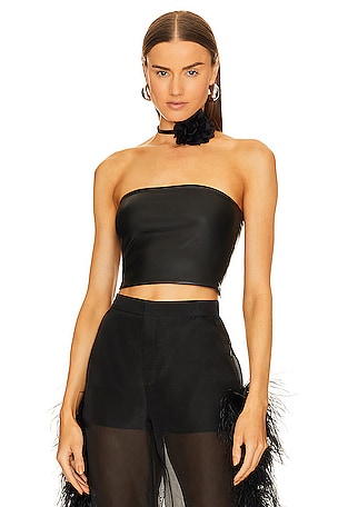 Stretch Faux Leather Tube Top Lapointe