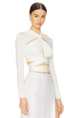 Lapointe Long Sleeve Twist Tie Top in Cream