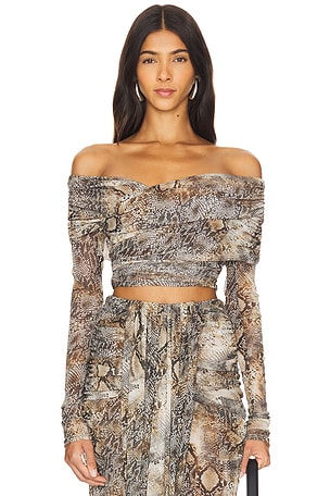 Mesh Off Shoulder Wrap TopLapointe$490