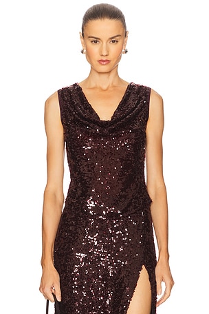 Sequin Cowl Neck Top Lapointe
