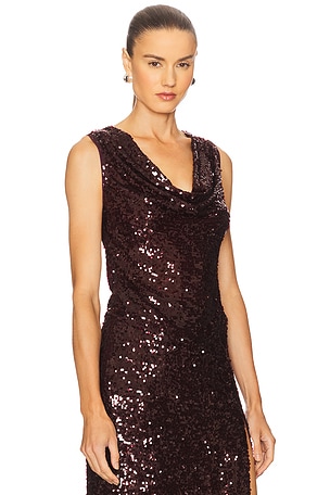 Lapointe Sequin Cowl Neck Top in Wine