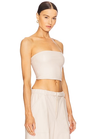 Lapointe Stretch Faux Leather Tube Top in Neutral