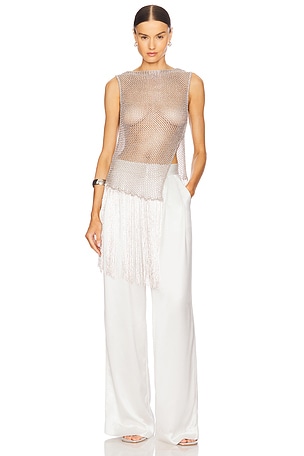 Metallic Netting Fringe Asymmetric Top Lapointe