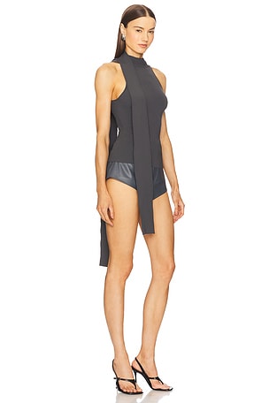 Lapointe Matte Viscose Hater Neck Top in Grey