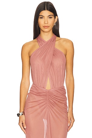 Mesh Halter Cutout Bodysuit Lapointe
