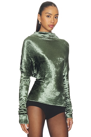 Lapointe Velvet Dolman Top in Green. Size XS. Also