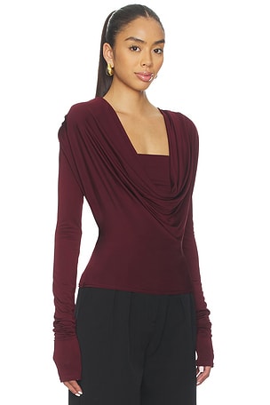 Lapointe Cowl Neck Bandeau Top in Red