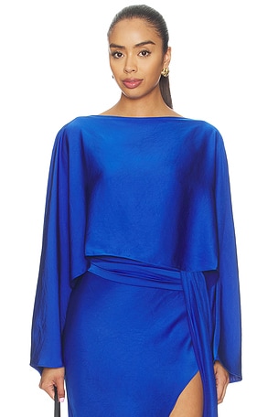 Lightweight Satin Boat Neck Caftan Top Lapointe