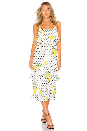 white off shoulder dress midi Petal & Pup Women's Charmed Asymmetric Dress - White