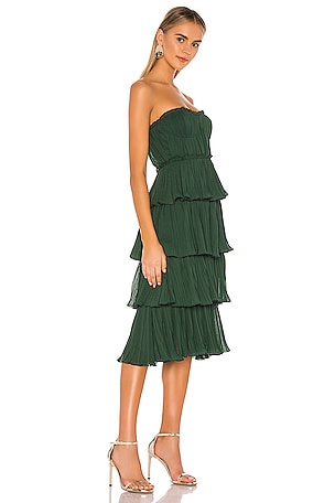 Lovers and Friends Alex Midi Dress in Dark Green