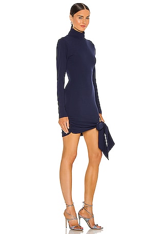 Lovers and Friends Hip Tie Turtleneck Dress in Navy