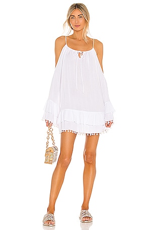 BCBGMAXAZRIA Cold Shoulder Dress in Off White Combo REVOLVE