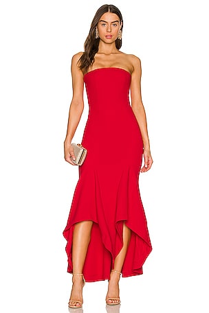 BCBGMAXAZRIA Livvy Hi Low Dress in Bright Red REVOLVE