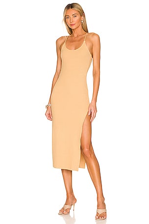 Vince Ribbed Knit Tank Dress in Amber Root