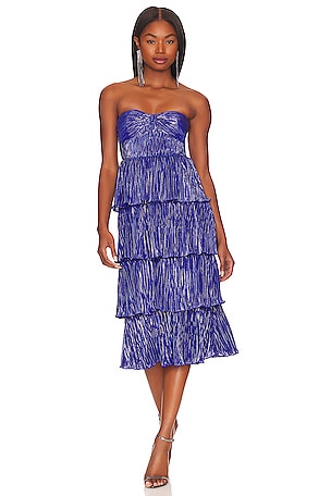deep blue midi dress Everlane Scoop-Neck Midi Dress In Pointelle Knit In Deep Navy, Size XXS, Cotton main image 1
