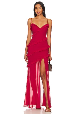 MAJORELLE Elise Midi Dress in Cherry Red | REVOLVE