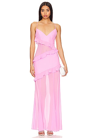Lucia Midi Slip Dress In Hot Pink