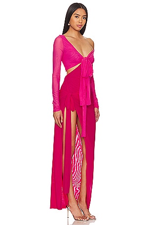 Lovers and Friends Jayleen Asymmetric Dress in Fuchsia