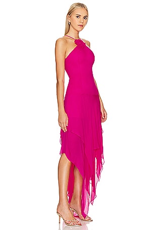 Lovers and Friends Shelby Asymmetric Dress in Fuchsia