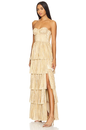 Lovers and Friends Hattie Gown in Metallic Gold