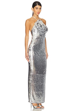 Lovers and Friends Lilium Gown in Metallic Silver