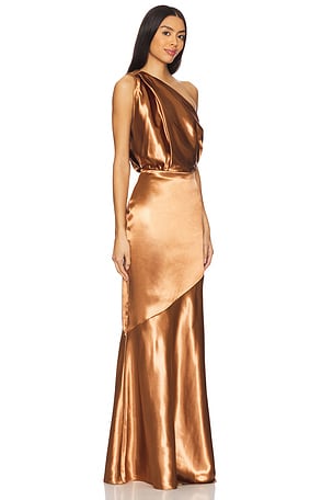 Lovers and Friends Sheridan Gown in Metallic Copper