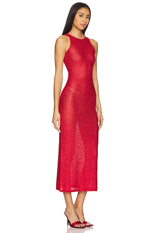 Lovers and Friends Hollis Sequin Midi Dress in Red