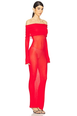 Lovers and Friends Peregrine Off The Shoulder Maxi Dress in Red