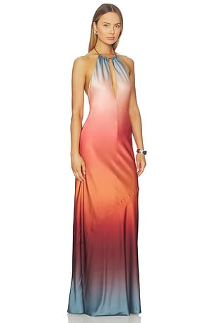 Lovers and Friends Marie Gown in Orange, blue, brown