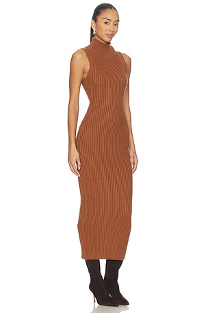 Lovers and Friends Cary Mock Neck Midi Dress in Brown