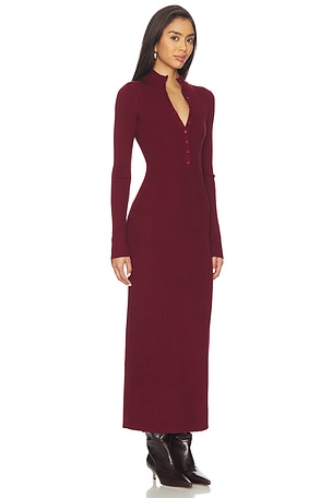 Lovers and Friends x Christina Elezaj Gretta Mock Neck Midi Dress in Burgundy