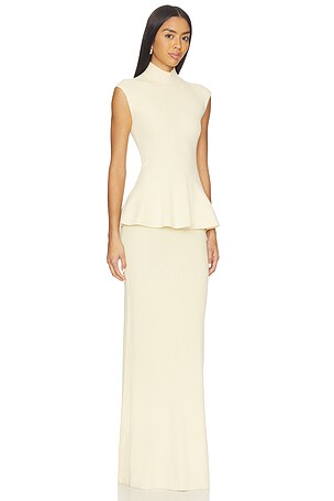 Lovers and Friends x Christina Elezaj Florie Mock Neck Maxi Dress in Cream