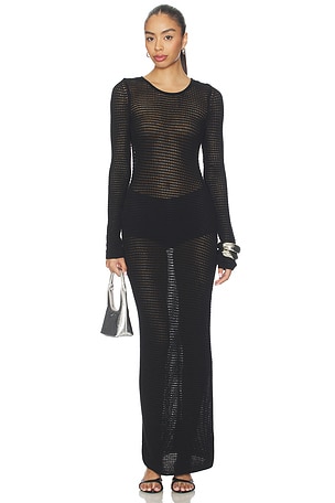 Lovers and Friends Evette Knit Maxi Dress in Black