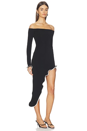 Lovers and Friends Aria Off The Shoulder Midi Dress in Black