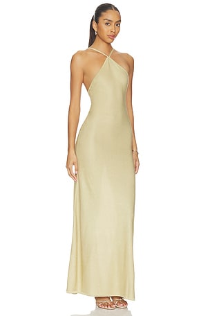 Lovers and Friends Tatyana Halter Sequin Maxi Dress in Sage