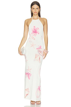Theia Floral Print Halter Maxi Dress Lovers and Friends