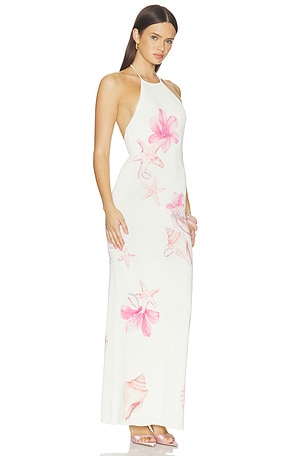 Lovers and Friends Theia Floral Print Halter Maxi Dress in Ivory