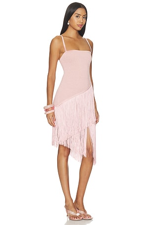 Lovers and Friends Denisse Asymmetrical Layered Fringe Dress in Pink
