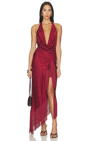 Mona Satin Fringe Midi Dress Lovers and Friends