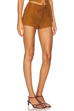 Lovers and Friends Noella Faux Suede Short in Brown