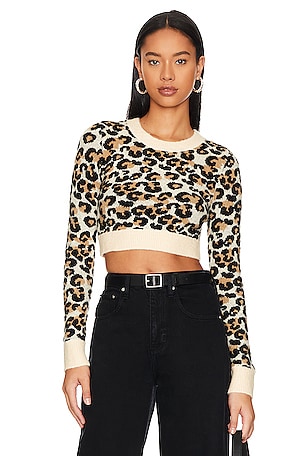 For newest Love and Lemons Knitz Leopard Crop Top XS