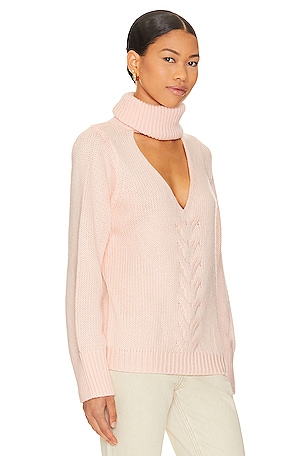 Lovers and Friends Deidra Cut Out Turtleneck Pullover in Blush