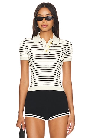 Camelia Stripe Short Sleeve Polo Lovers and Friends