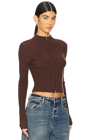 Lovers and Friends Roxana Zip Sweater in Brown